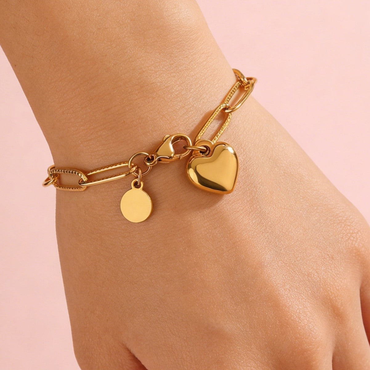Elegant 18K Gold Plated Titanium Steel Heart Teardrop Necklace Bracelet Earring Set for Women