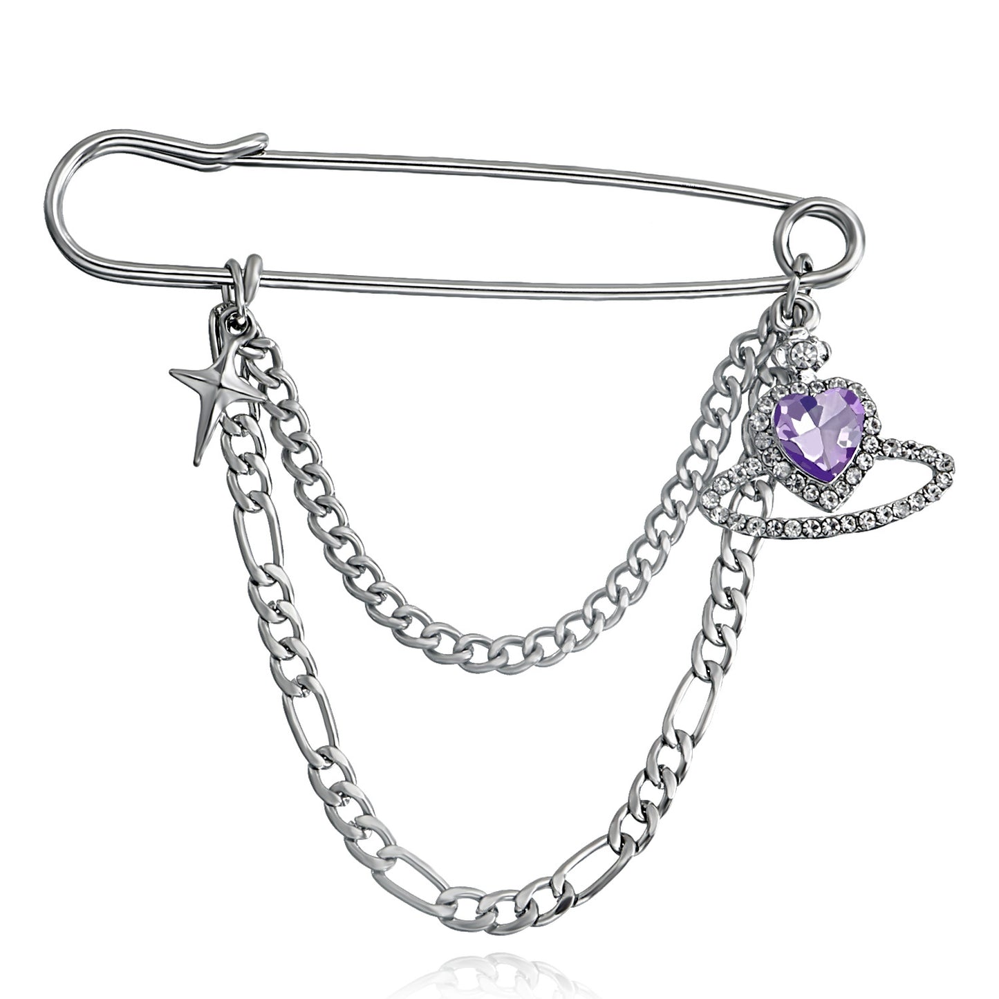 Minimalist Geometric Alloy Lapel Pin with Plated Finish for Women — Heart-Shaped Fashion Commuter Accessory