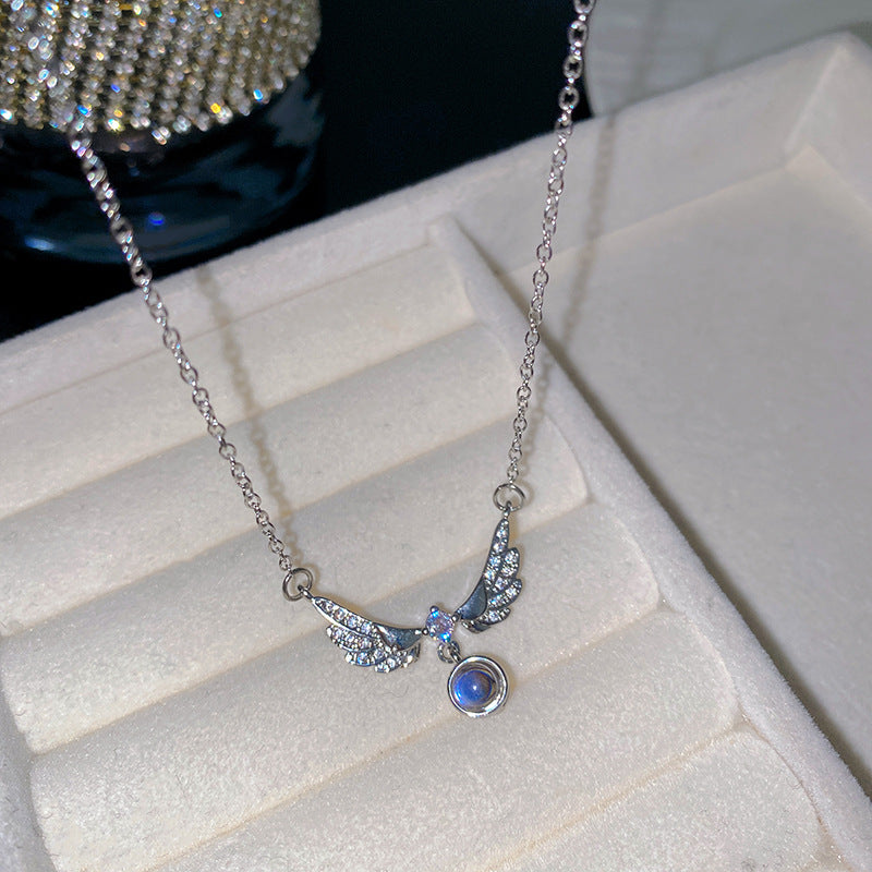 Sweet Butterfly Micro-Set Cubic Zirconia Brass Pendant Gold Plated Titanium Steel Necklace Cable Chain