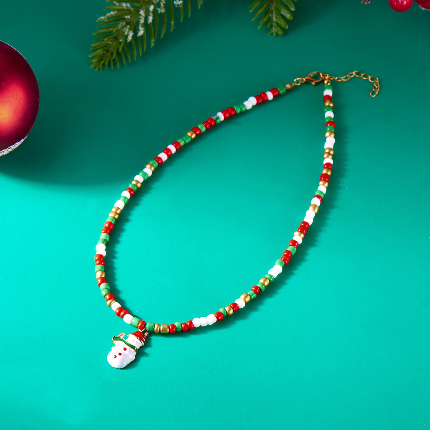 Ins Style Christmas Pendant Necklace with Santa Claus Snowman and Christmas Tree Charms in Zinc Alloy with Enamel Finish for Women
