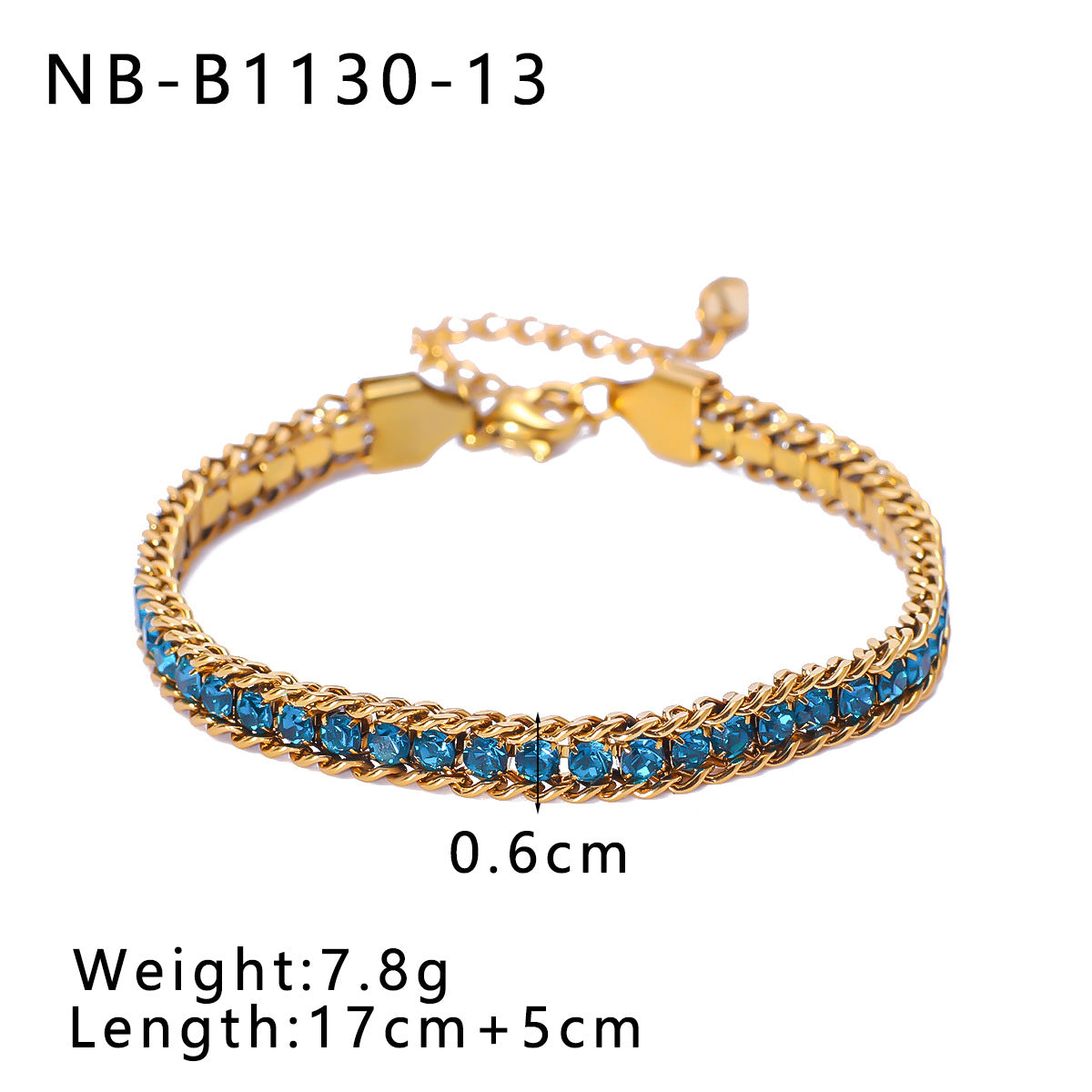 Bohemian Stainless Steel 18K Gold Plated Geometric Bracelet with Colorful Rhinestones Minimalist Women's Jewelry