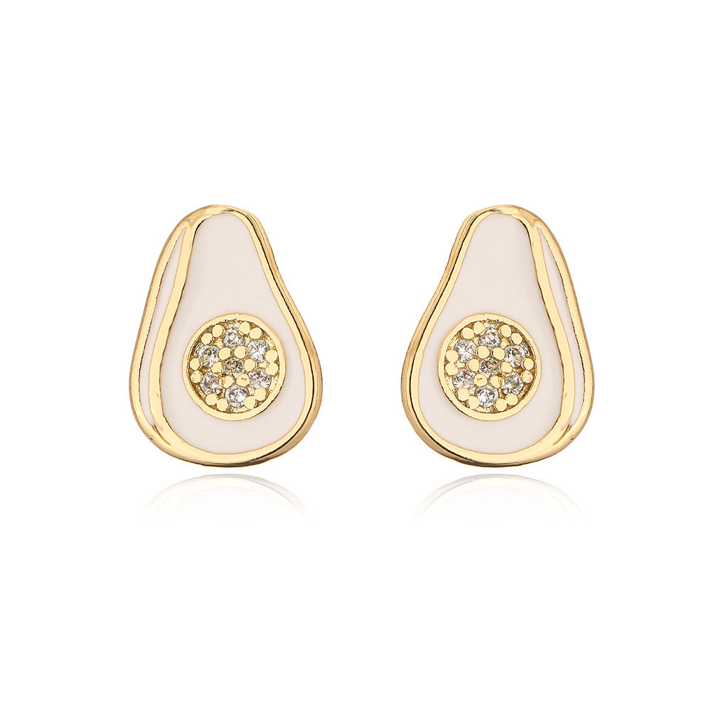 Orecchini a perno geometrici minimalisti e carini da donna in rame placcato oro 18 carati e intarsio di zirconi