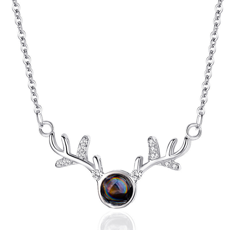 Collana Corno di Cervo Catena Sottile Ramata Ciondolo Minimalista Regalo Festivo di Natale