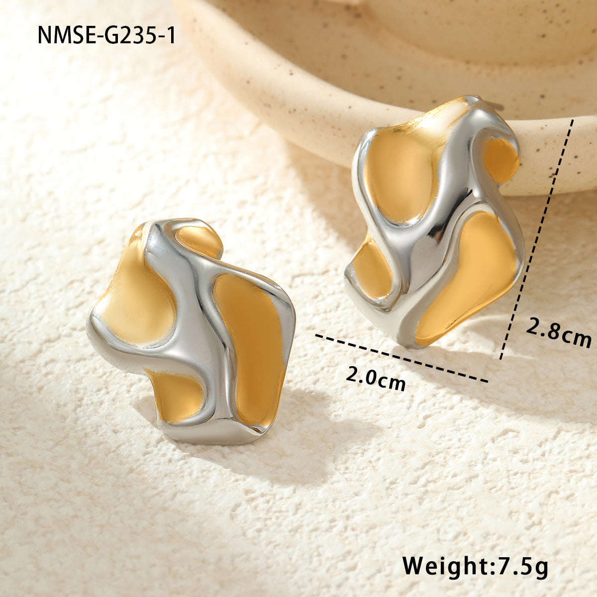 Orecchini geometrici in acciaio inossidabile con placcatura in oro e argento da donna, alla moda, da ufficio, astratti