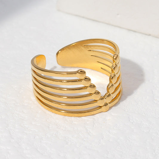 Minimalist Geometric Stainless Steel Open Ring for Women with Plated Finish