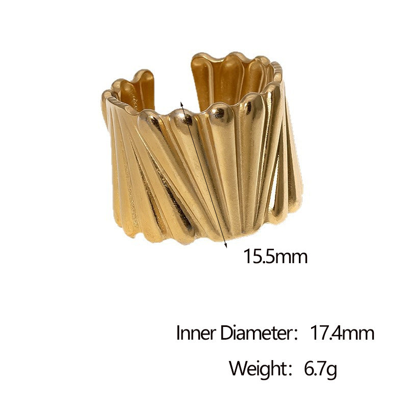 Anello aperto geometrico minimalista in acciaio inossidabile placcato oro 18K da donna