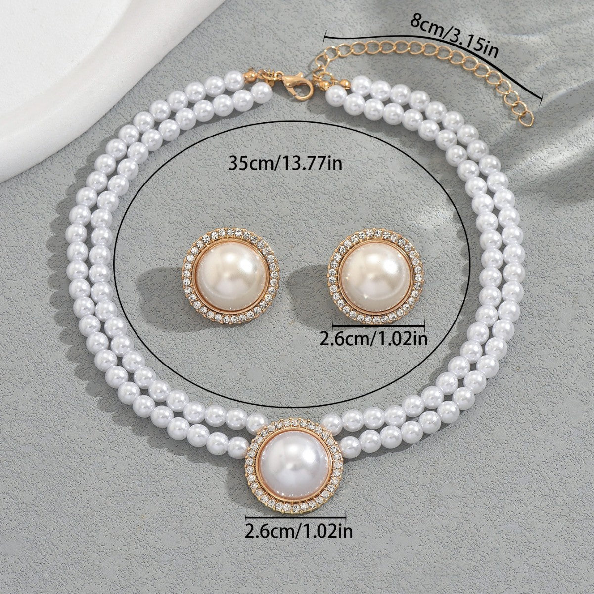 Conjunto de collar con colgante de perlas geométricas con incrustaciones de nácar para mujer, joyería de moda con cadena larga de perlas