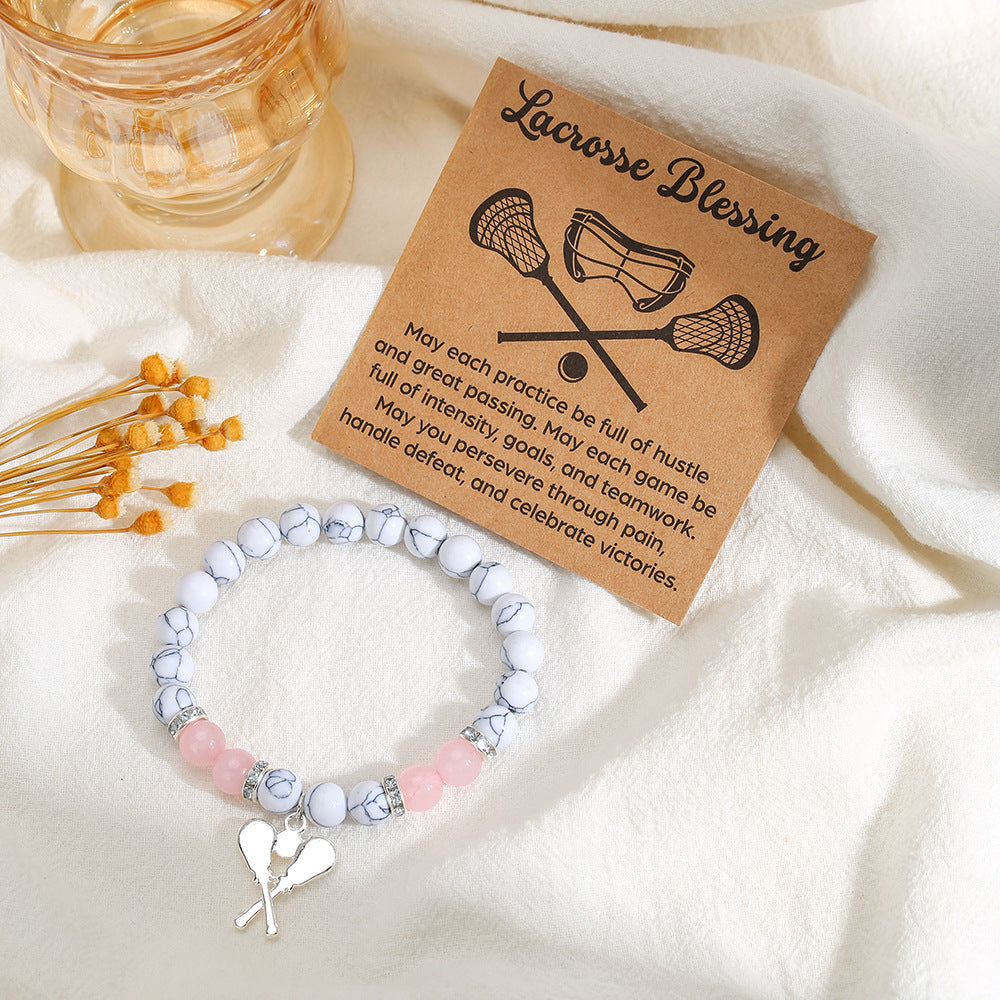 Handmade Round Animal Stone Bracelet for Women with Hummingbird and Flamingo Pendant