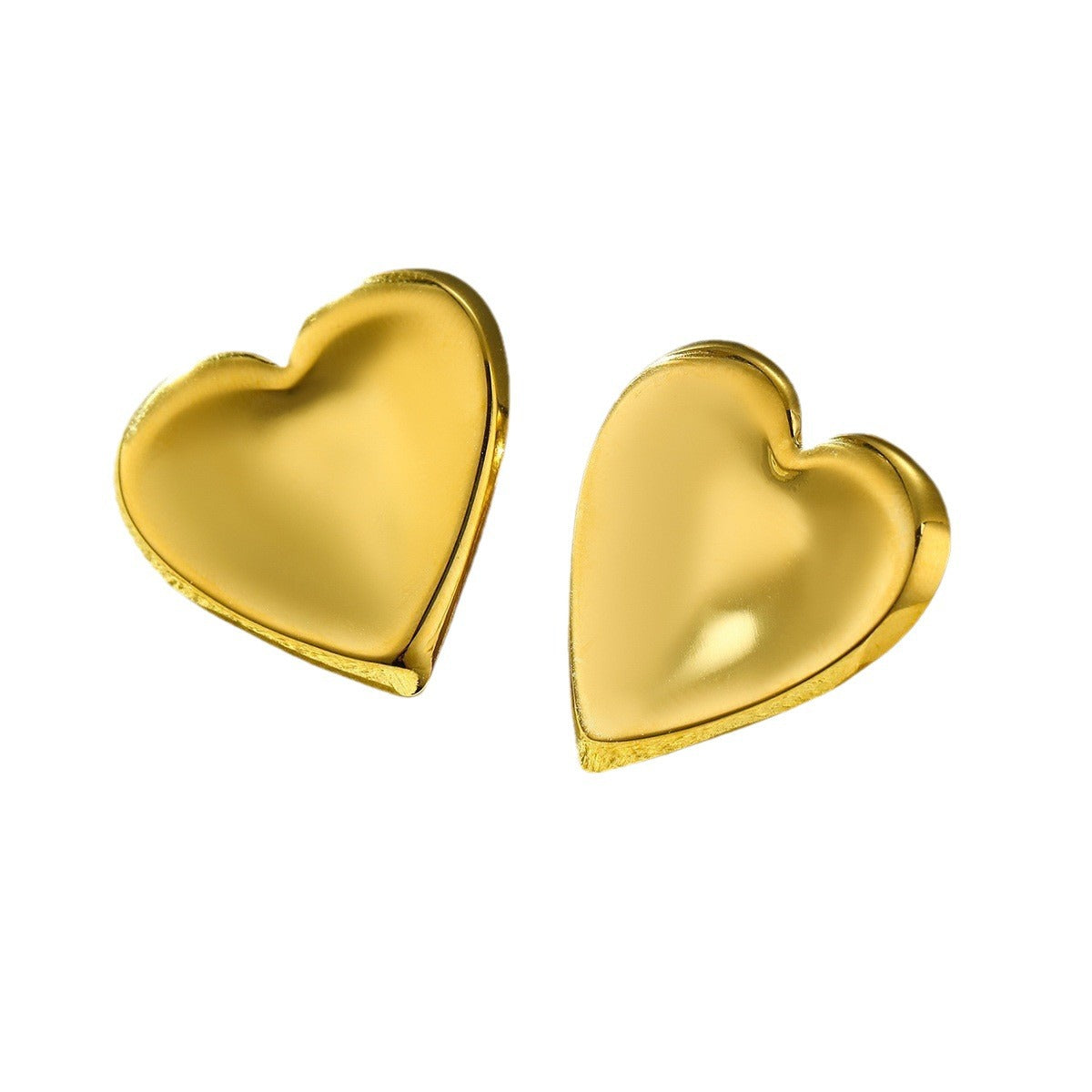 Pendientes de mujer de acero de titanio pulido con forma de corazón, minimalistas y a la moda, con acabado chapado