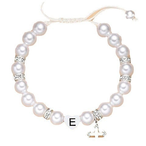 8mm Imitation Pearl Heart Woven Bracelet Unisex Fashion Jewelry Gift