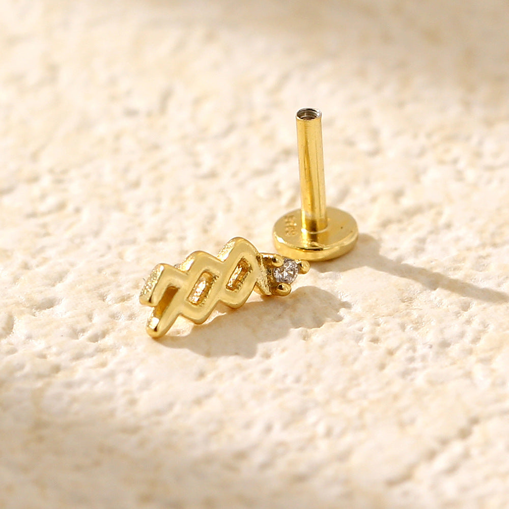 Minimalist S925 Sterling Silver Zodiac Flat Back Cartilage Earrings for Unisex