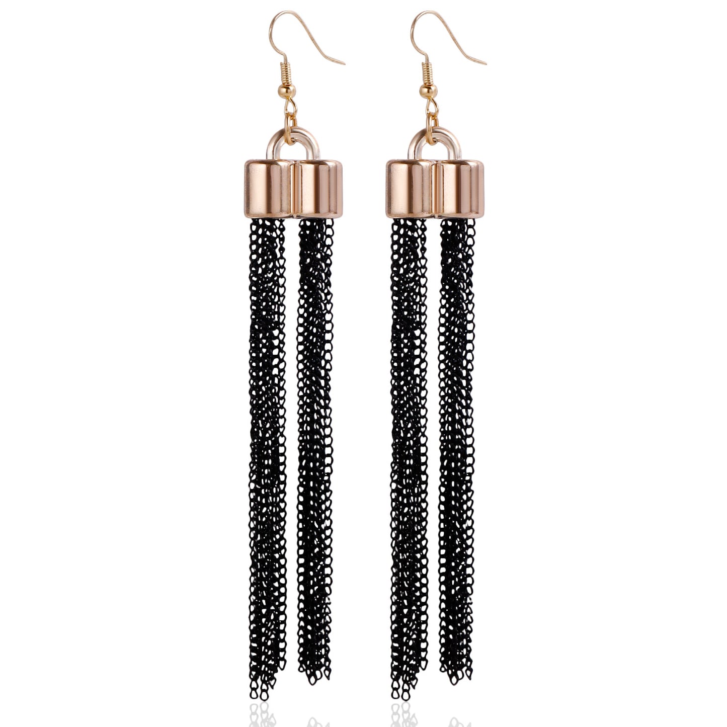 Geometric Tassel Long Dangle Earrings for Women with Metal Plated Finish in Fashion-Forward Minimalist Style