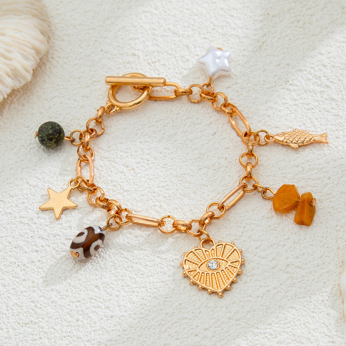 Personalized Butterfly Star Heart Imitation Pearl Alloy Bracelet with OT Clasp