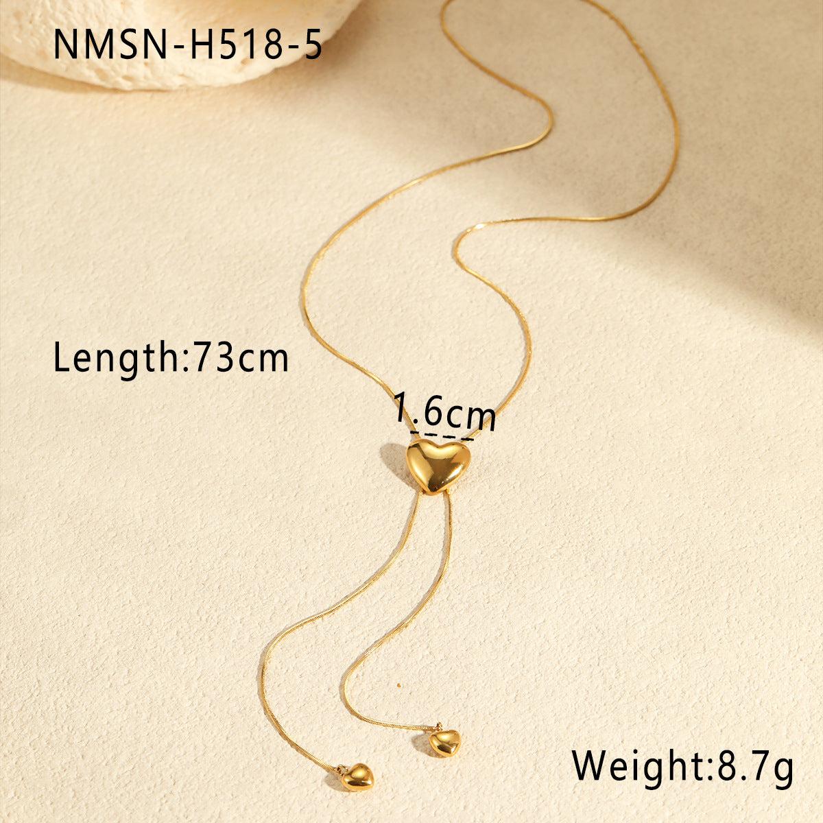 Collana da donna con ciondolo a cuore minimalista in acciaio inossidabile e catena regolabile