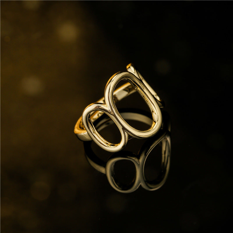 Minimalist Geometric Open Ring Brass Plated Women