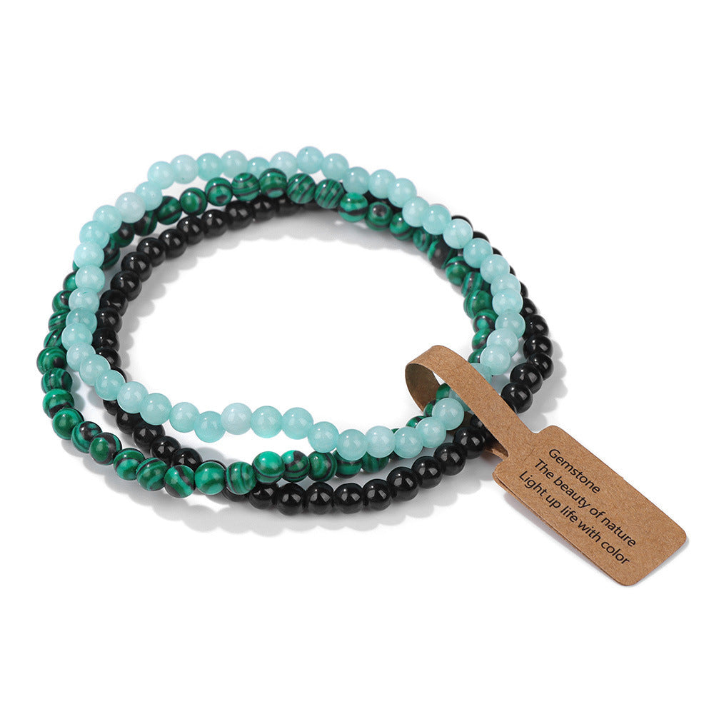 Vintage Geometric Agate Beaded Bracelet Unisex Natural Stone Jewelry