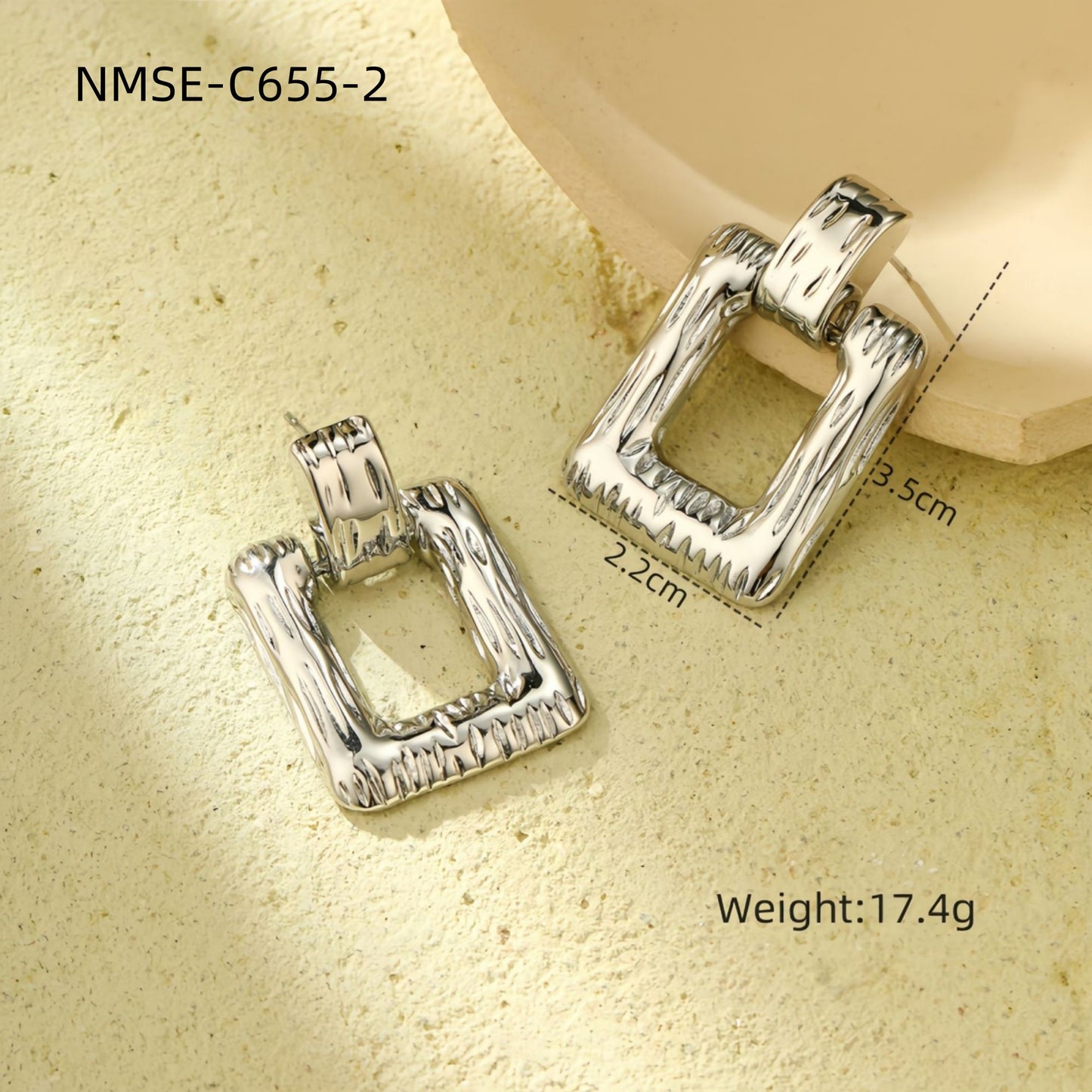 Orecchini Minimalisti da Donna in Acciaio al Titanio con Forma Quadrata Geometrica Placcati in Oro 18K