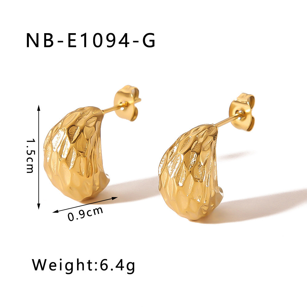 Minimalist Heart-Shaped Geometric Stainless Steel Earrings with 18K Gold Plating for Women
