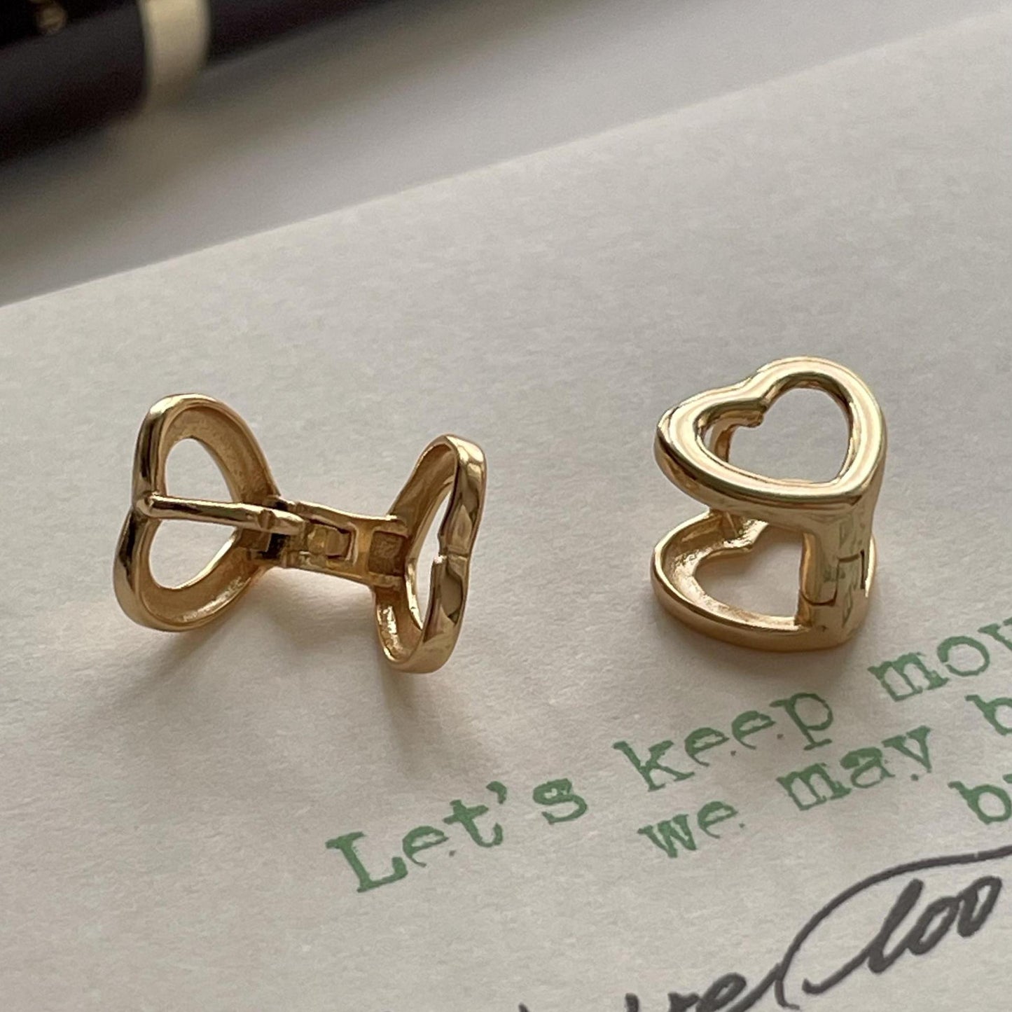 Pendientes de tuerca minimalistas en forma de corazón de plata de ley 925 con baño de oro, estilo dulce y fresco