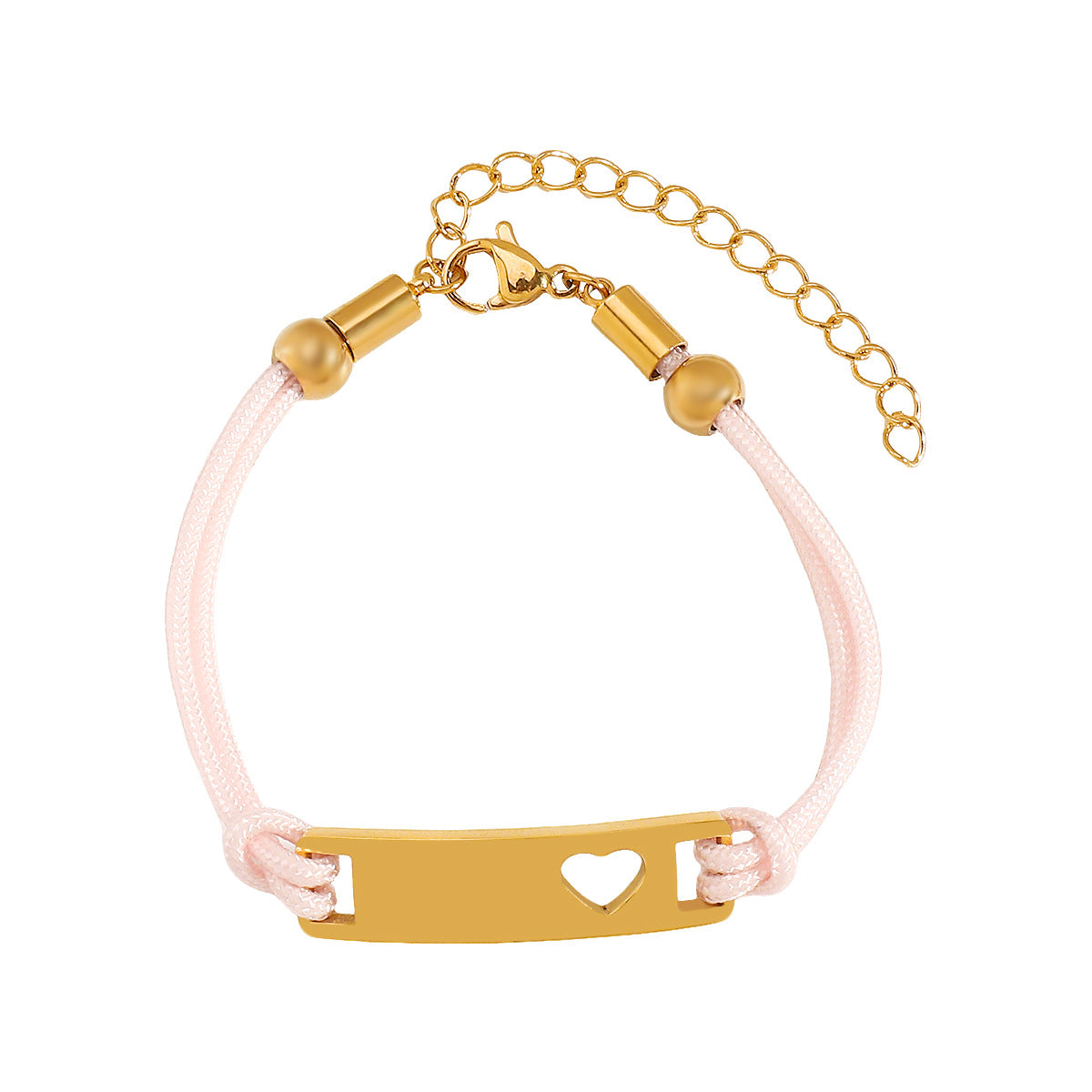 Bracciale personalizzato in acciaio inossidabile con luna cava e cuore, con cordino colorato, da donna