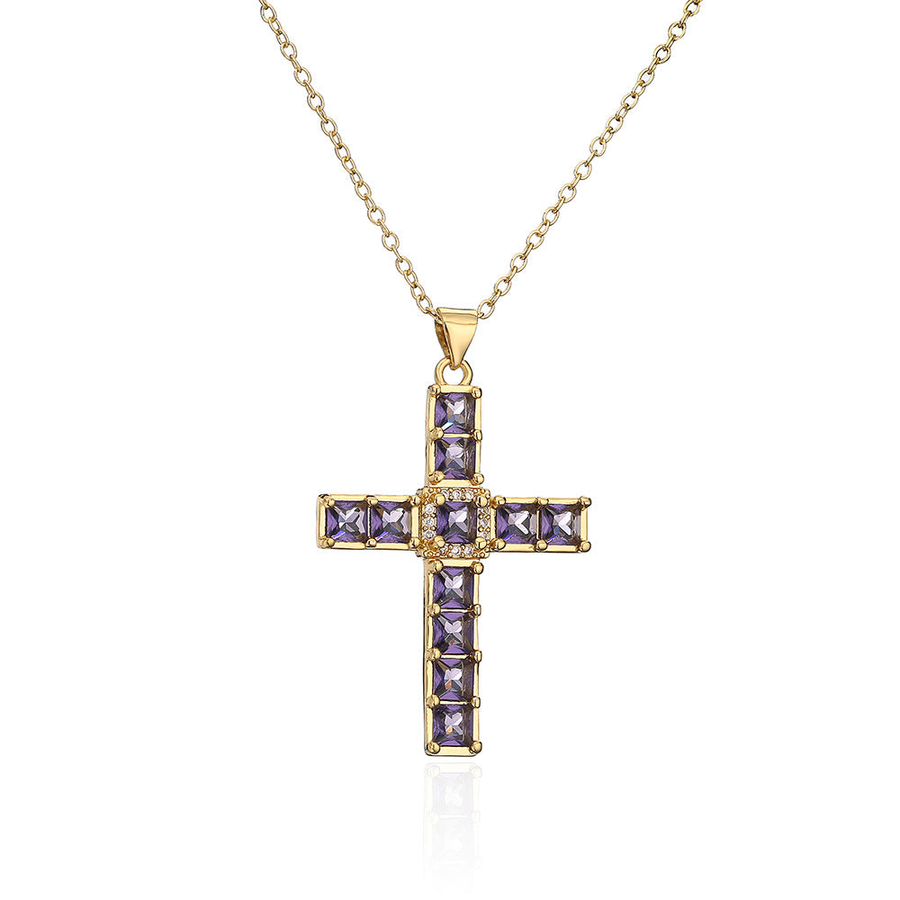 Minimalist Geometric Pendant Necklace for Women Copper Base with Real Gold Plating and Zircon Accent