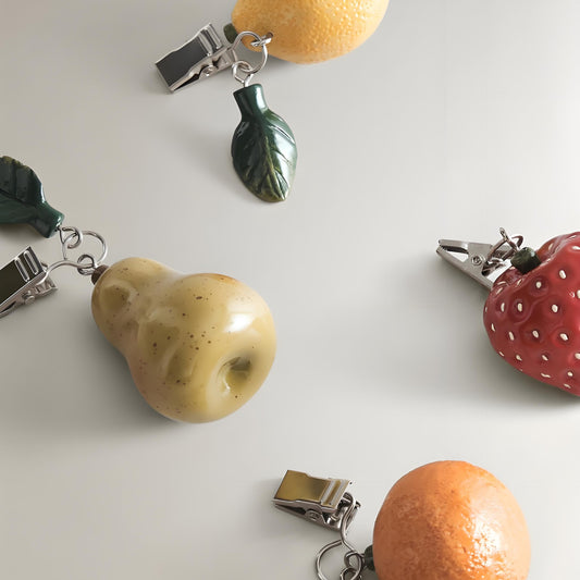 Vintage 18K Gold Plated Stainless Steel Fruit Charm Bar for Women