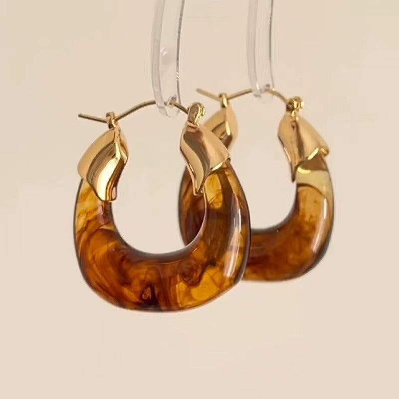 Orecchini a cerchio geometrici rotondi minimalisti da donna con base in rame placcato oro e perni in argento sterling 925, gioielli eleganti di lusso adatti all'ufficio