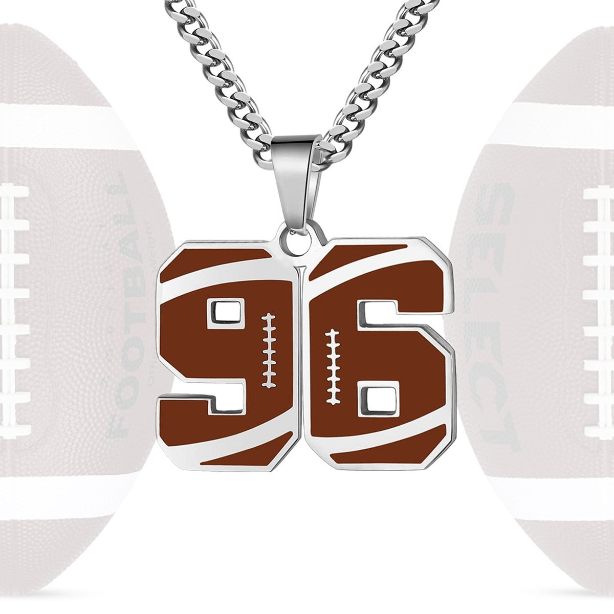 Motivational Football Number Pendant Necklace for Men in Stainless Steel with Polished Finish and Letter/Number Design