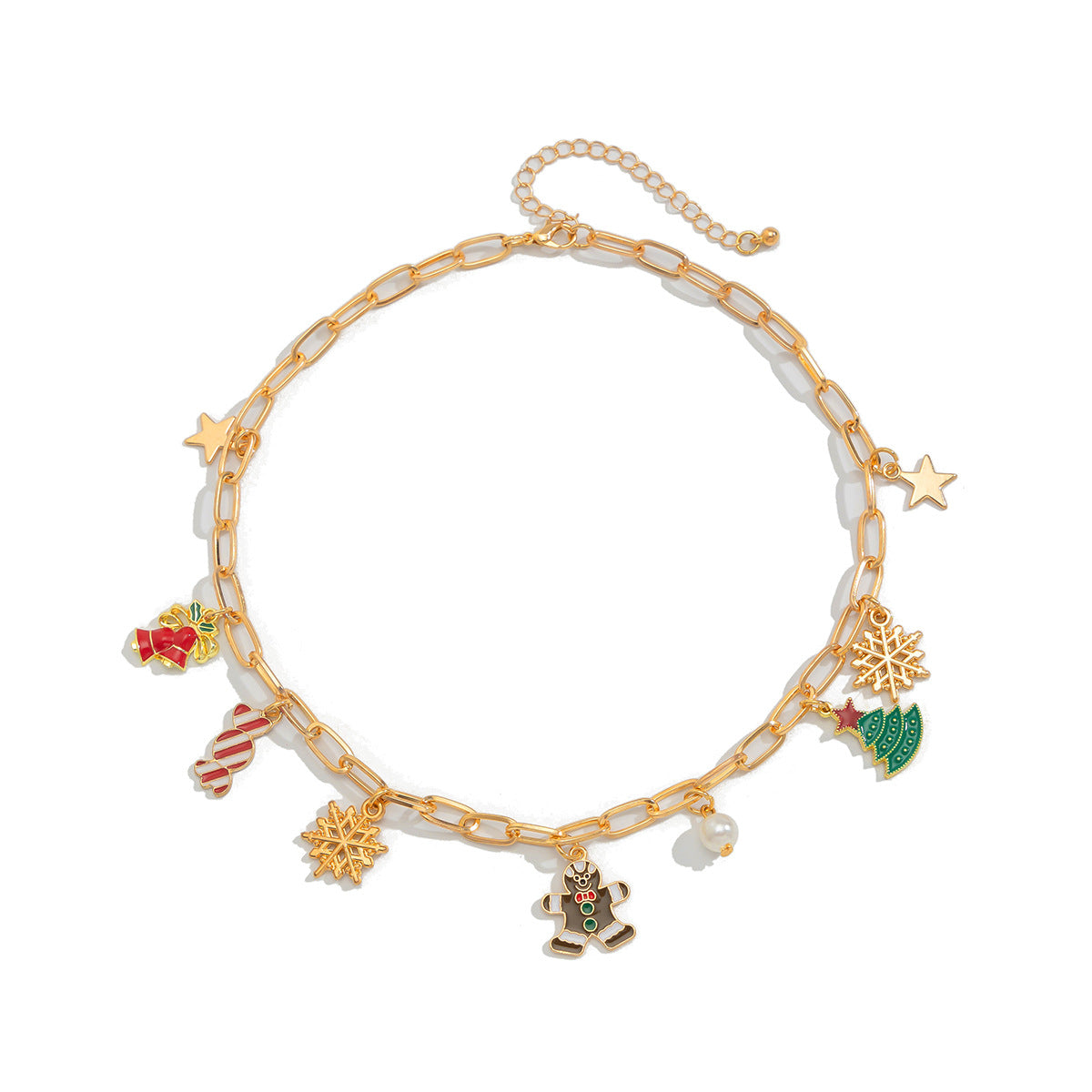 Collana con Pendente a Nappa a Campana e Albero di Natale da Donna in Lega con Finitura Placcata, Design a Stella e Geometrico
