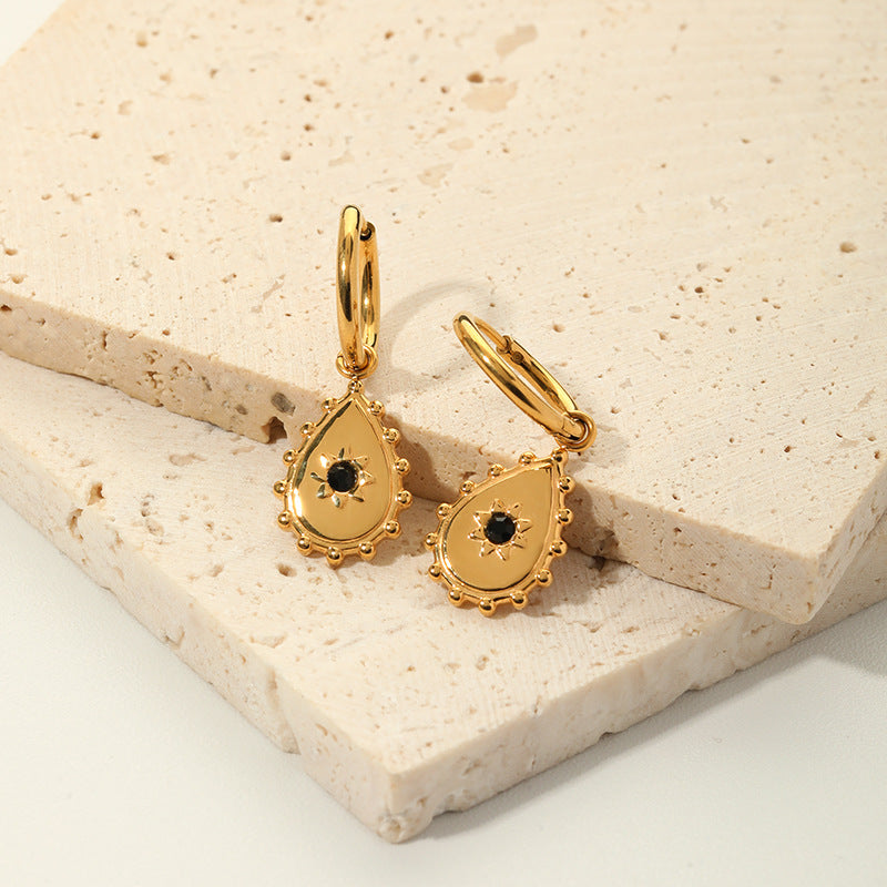Orecchini da Donna in Acciaio Inossidabile a Goccia di Ispirazione Vintage con Placcatura in Oro 18K