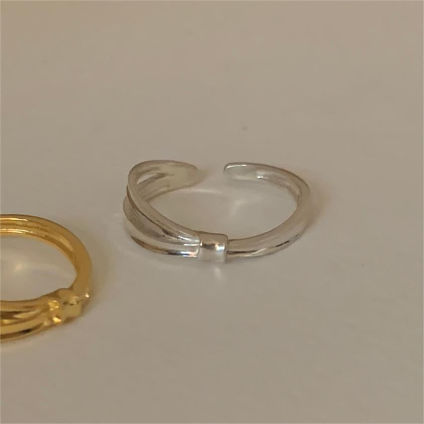 Minimalist Sweet 925 Sterling Silver Bamboo Section Geometric Open Ring for Women