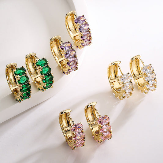 Pendientes Geométricos Minimalistas de Cobre con Baño de Oro para Mujer
