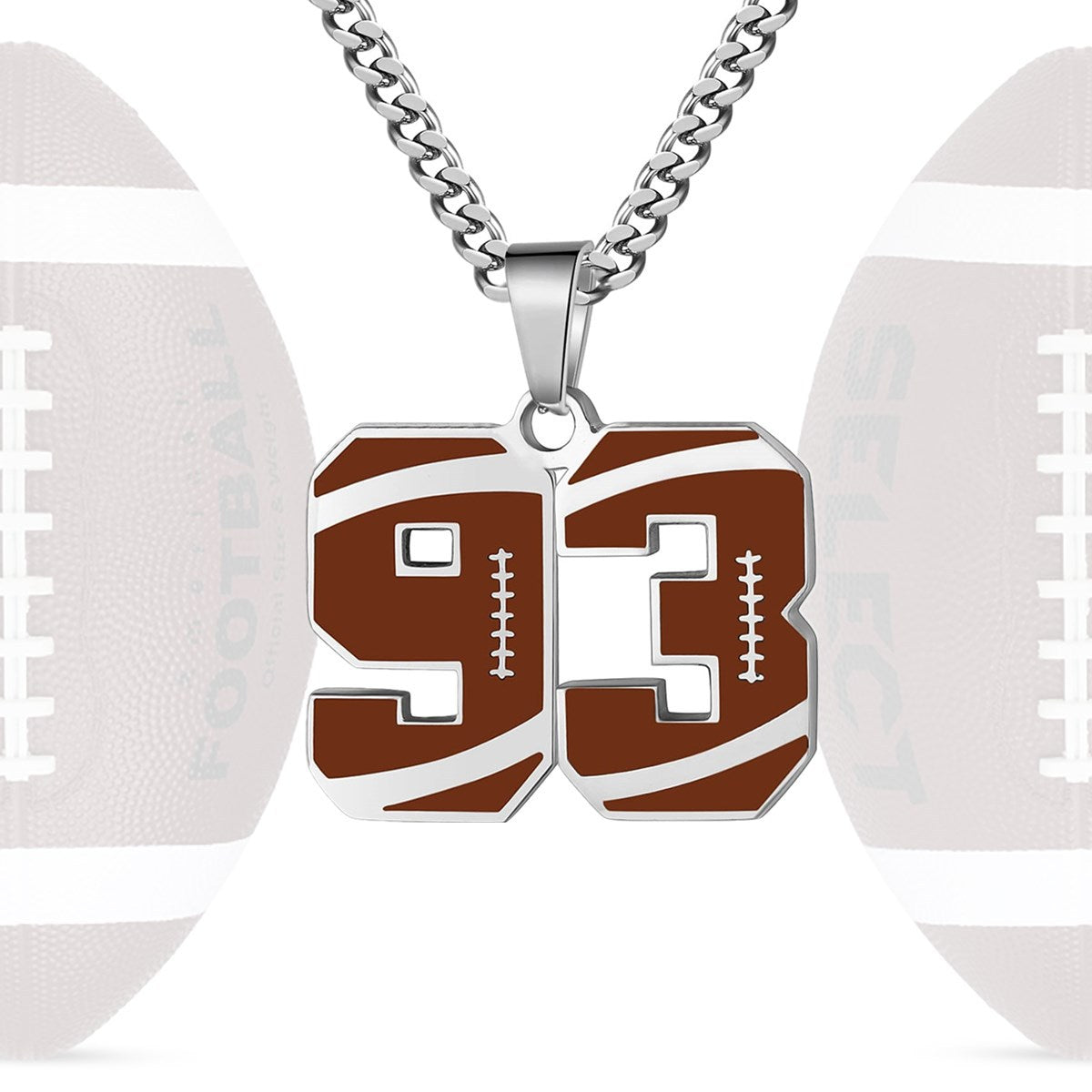 Motivational Football Number Pendant Necklace for Men in Stainless Steel with Polished Finish and Letter/Number Design