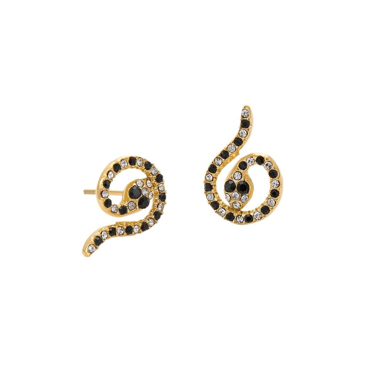 Orecchini a perno vintage in acciaio inossidabile a forma di serpente con intarsio in zircone da donna