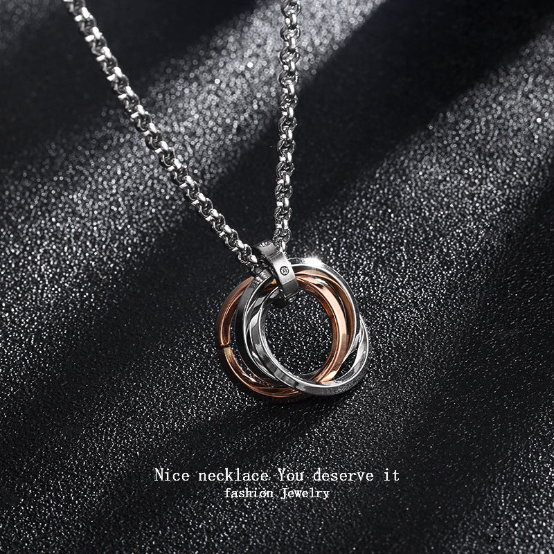 Collar Minimalista de Acero de Titanio Geométrico con Acabado Pulido para Hombre y Mujer con Colgante de Cadena O