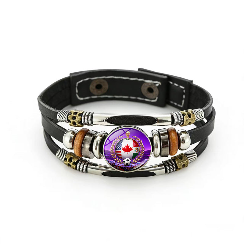 Bracciale in pelle placcato geometrico unisex