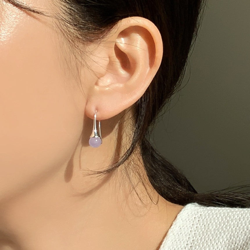 Orecchini a perno con numero di lettera in agata di cristallo, placcati in argento sterling 925, stile minimalista e dolce