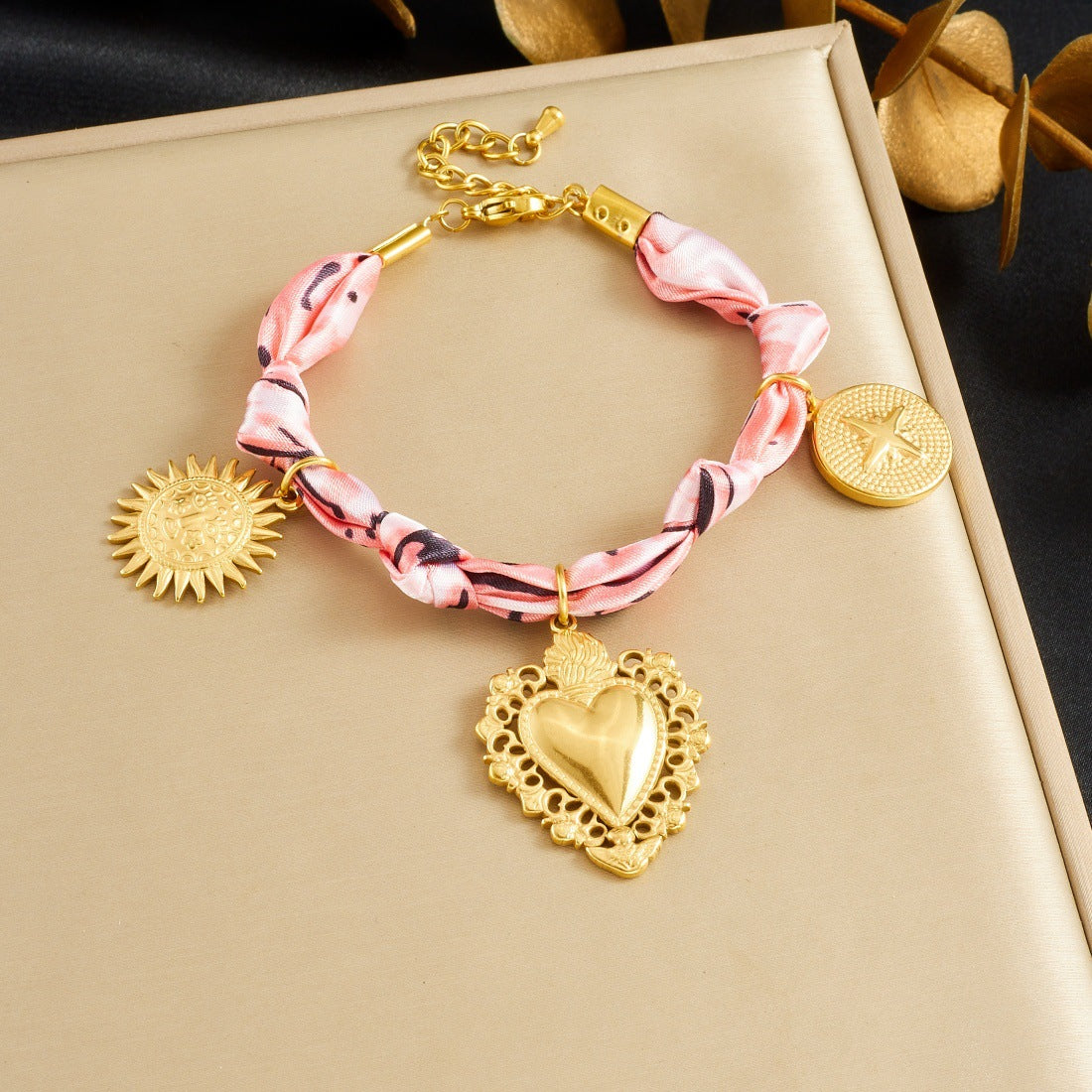 Bohemian Vintage Gold Plated Stainless Steel Heart Teardrop Charm Bar Jewelry Set for Women