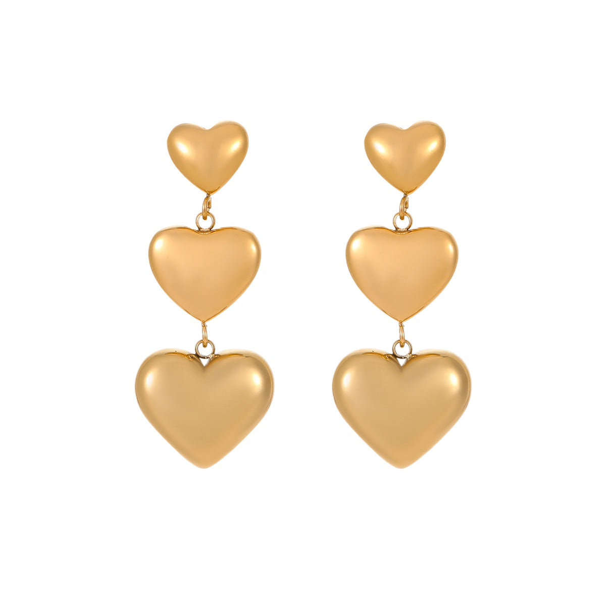 Minimalist Shiny Stainless Steel Heart Stud Earrings for Women with Plated Finish