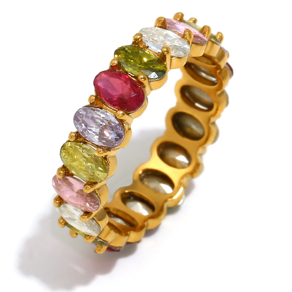 Minimalist Geometric Two-Tone Stainless Steel Ring with 18K Gold Plating for Women