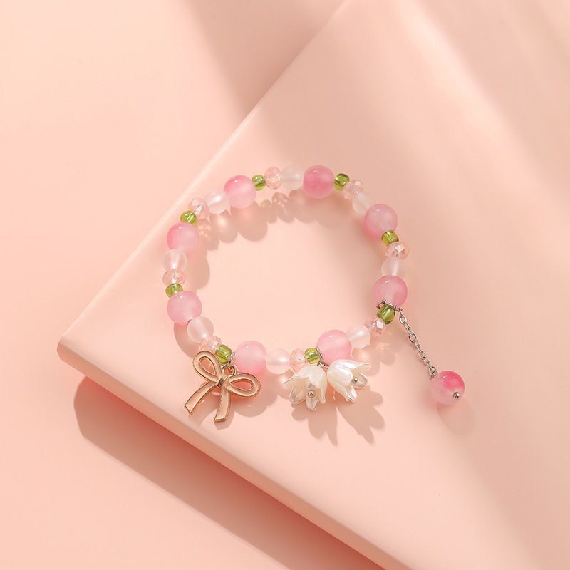 Bracciale in Vetro Dolce Floreale da Ragazza in Stile Principessa con Lavorazione Artigianale