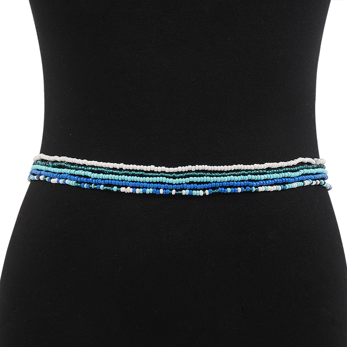 Cadena de cintura geométrica de estilo bohemio con cuentas para mujer con cuerda elástica y detalles hechos a mano