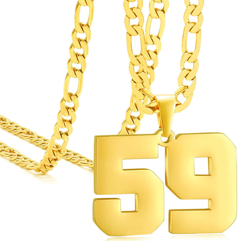 Minimalist Numeric Pendant Necklace for Men and Women Stainless Steel Chain with Polished Titanium Steel Charm