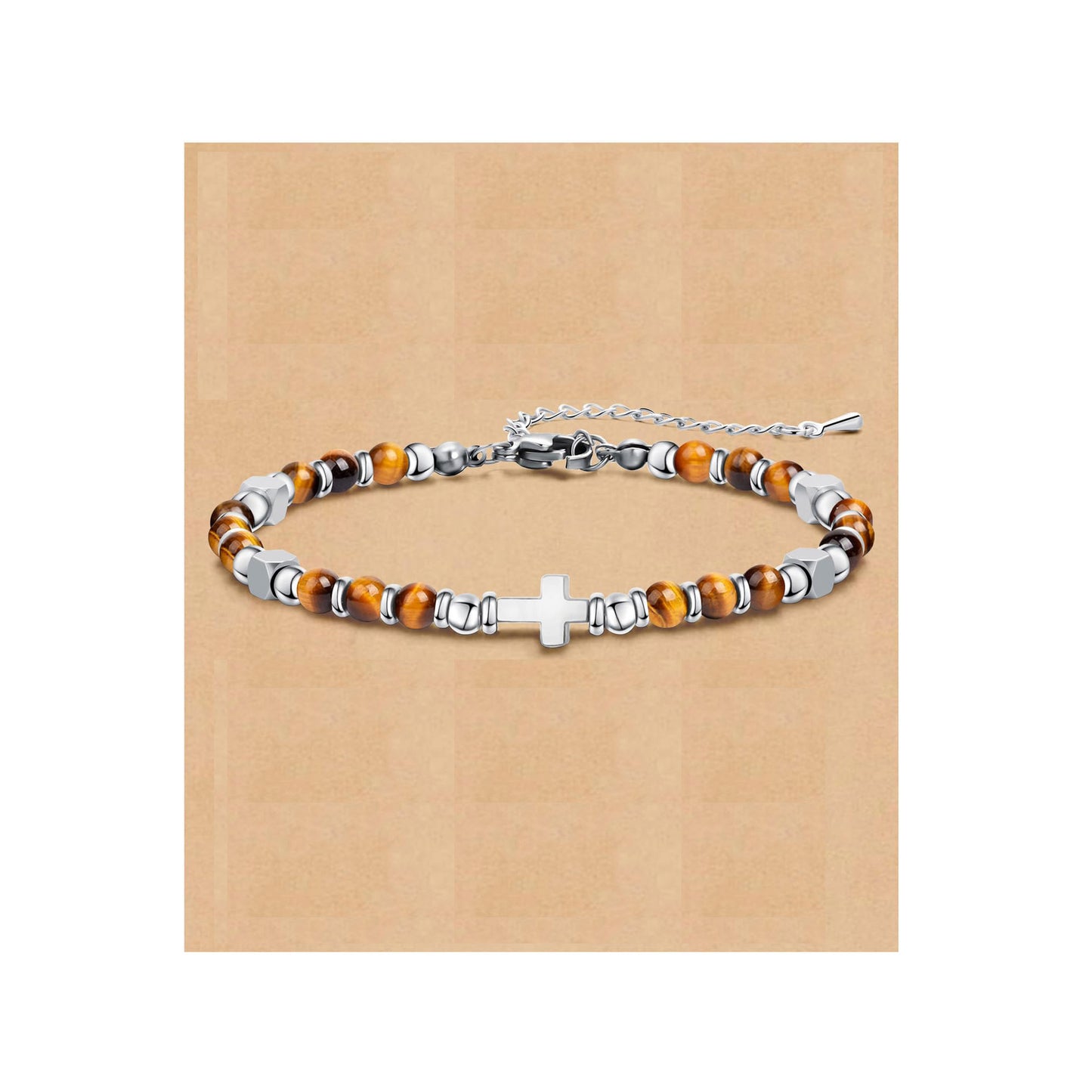 Bohemian Sweet Geometric Natural Stone Turquoise Agate Zebra Print Stainless Steel Bracelet Unisex