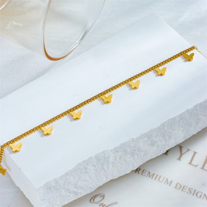 Cavigliera minimalista in acciaio inossidabile a forma di farfalla, con design ispirato agli insetti, per donna