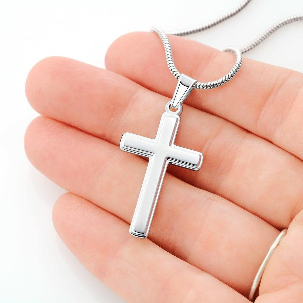 Sweet Punk Geometric Cross Cubic Zirconia Inlaid Brass Pendant Stainless Steel Plated Necklace for Women