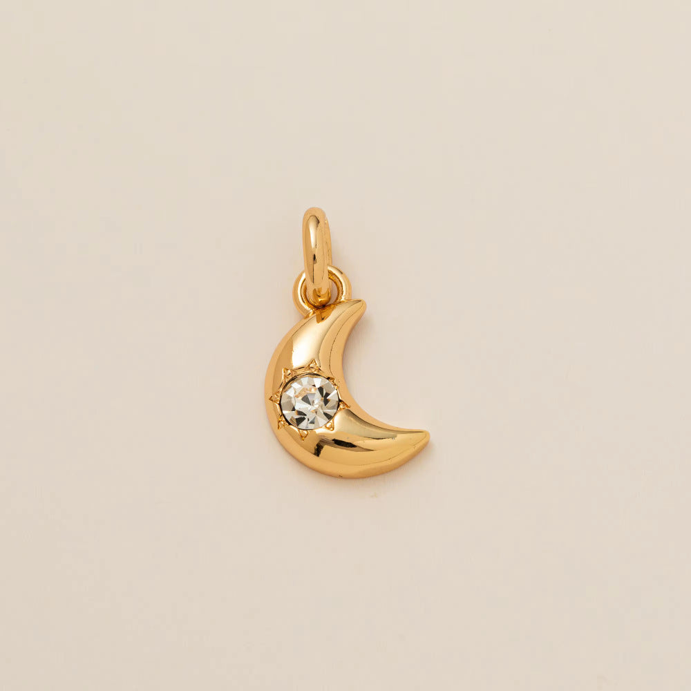 Vintage Stainless Steel Star Moon Pendant Charm Bar PVD 18K Gold Plated
