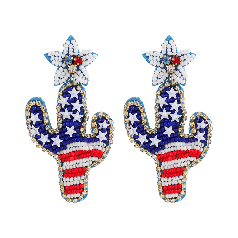 Hand-woven Star Glass Earrings Unisex Statement Drop Earrings