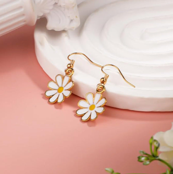 Sweet Floral Gold Plated Alloy Earrings for Women