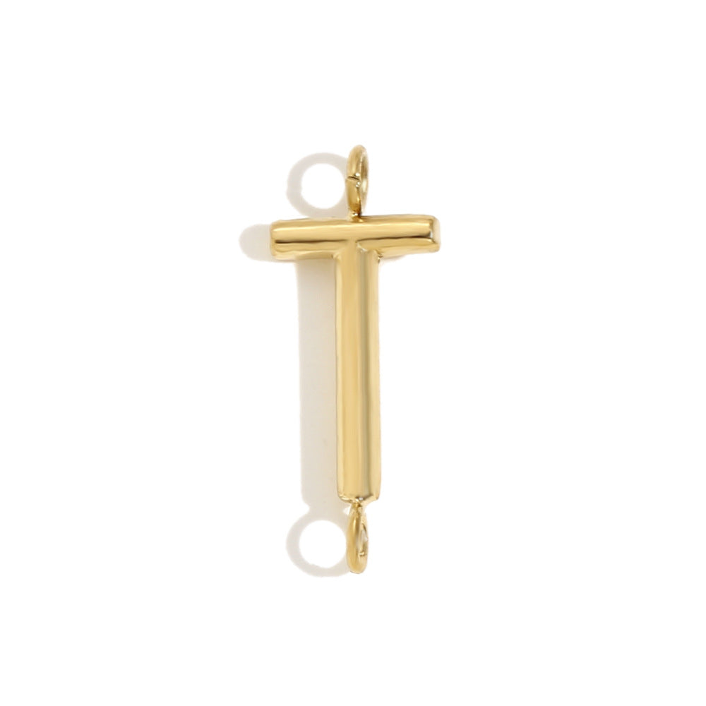 Minimalist 18K Gold Plated Stainless Steel Letter Charm Bar